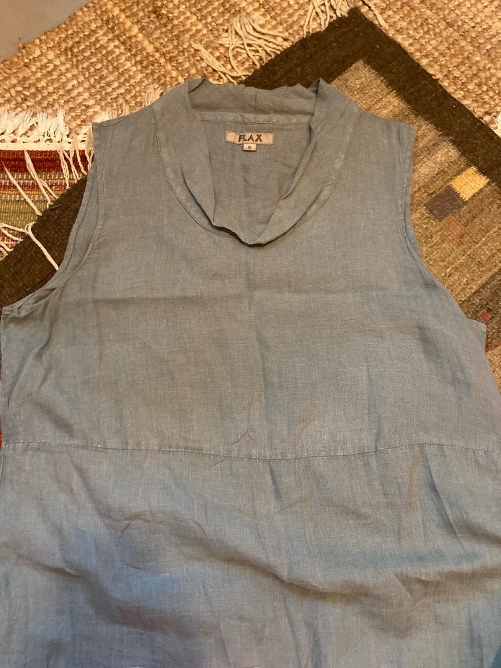 Flax sage green linen small midi dress
